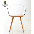 New design PC clear Plastic wood frame armchair
